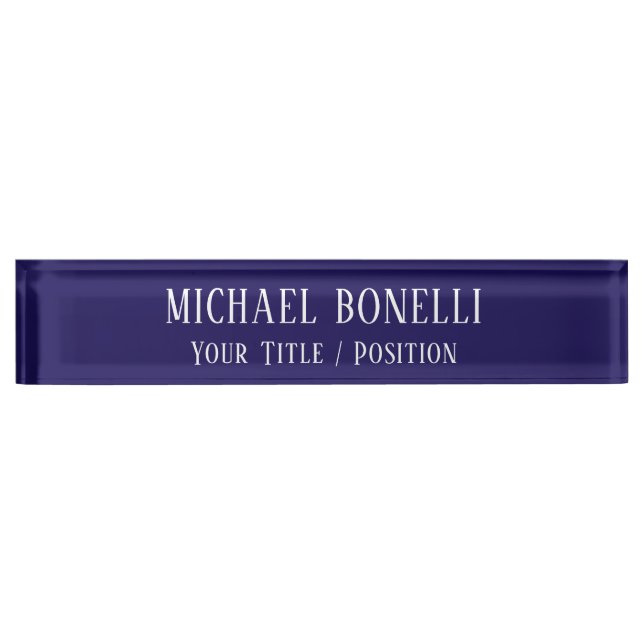 Classical Blue Colour Elegant Serif Font Minimalis Nameplate (Front)