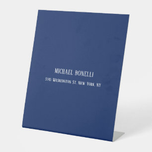 Classical Blue Colour Elegant Serif Font Minimalis Pedestal Sign