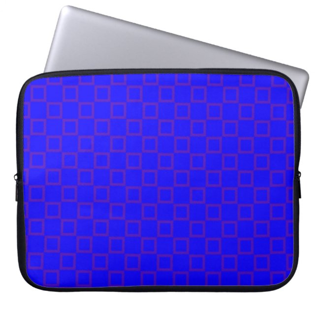 Classical blue purple grid Laptop Sleeve (Front)