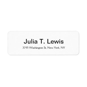 Classical Bold Text Elegant Plain Simple White Return Address Label
