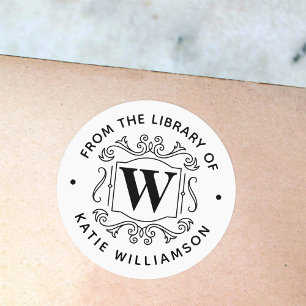 Classical British Monogram Personal Library Book Classic Round Sticker