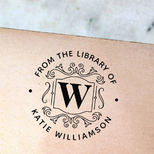 Classical British Monogram Personal Library Book Rubber Stamp