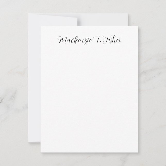 Classical Calligraphy Elegant Plain Black & White Card (Front)