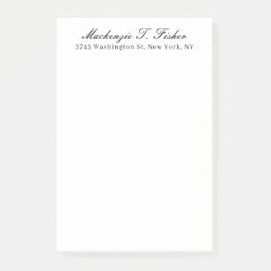 Classical Calligraphy Elegant Plain Black & White Post-it Notes