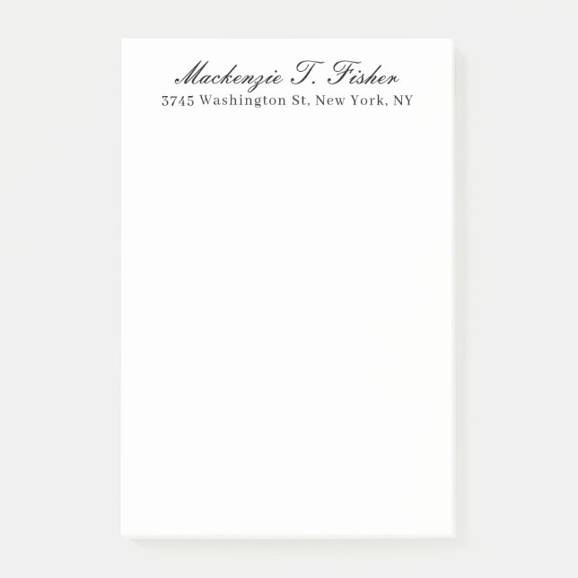 Classical Calligraphy Elegant Plain Black & White Post-it Notes (Front)