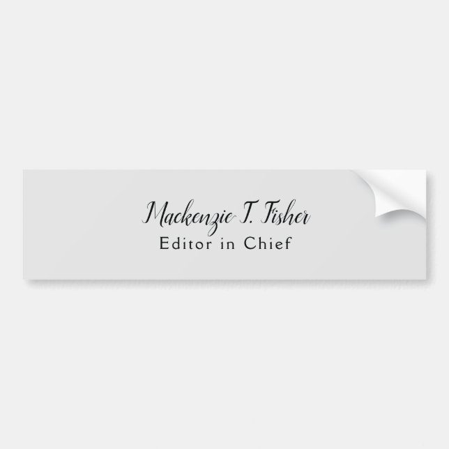 Classical Calligraphy Elegant Plain Simple Grey Bumper Sticker (Front)
