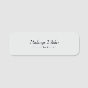 Classical Calligraphy Elegant Plain Simple Grey Name Tag