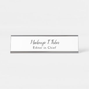 Classical Calligraphy Elegant Plain Simple White Desk Name Plate