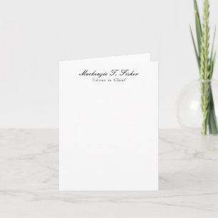 Classical Calligraphy Elegant Plain Simple White Note Card