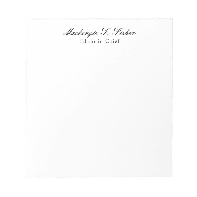 Classical Calligraphy Elegant Plain Simple White Notepad (Front)