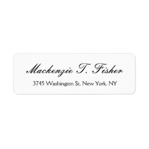 Classical Calligraphy Elegant Plain Simple White Return Address Label
