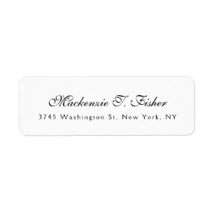 Classical Calligraphy Elegant Plain Simple White Return Address Label