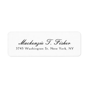 Classical Calligraphy Elegant Plain Simple White Return Address Label