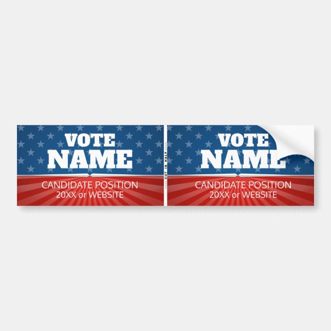 Classical Campaign iconic stars stripe cut in half Bumper Sticker (Front)