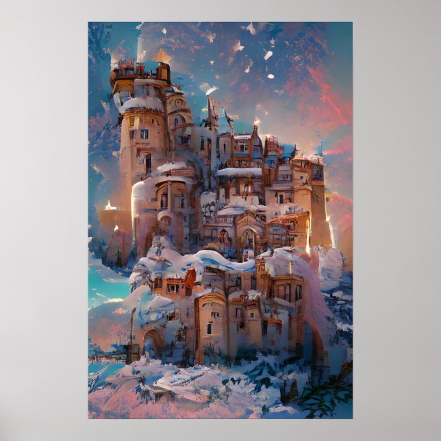 Classical Castle, Winter Mediaeval Castle, Fairy   Poster (Front)