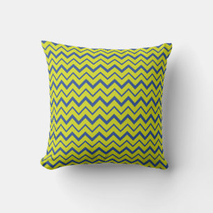 classical chartreuse blue chevron pattern cushion