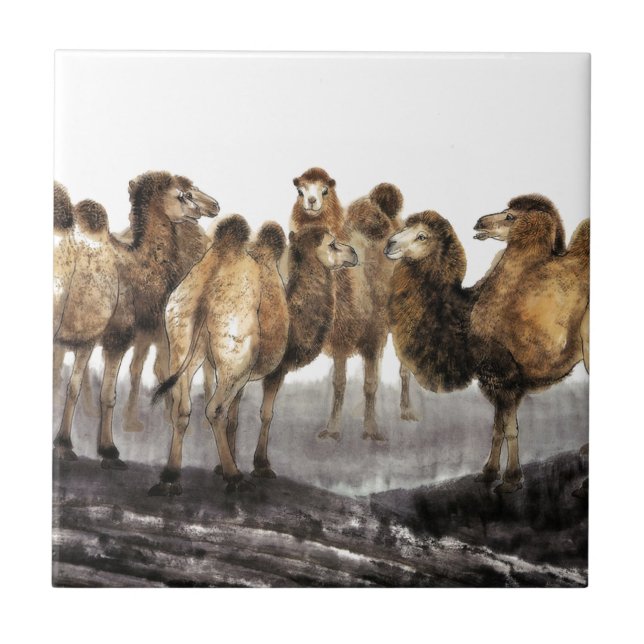 Classical Chinese style art, Herd of Camels Tile (Front)