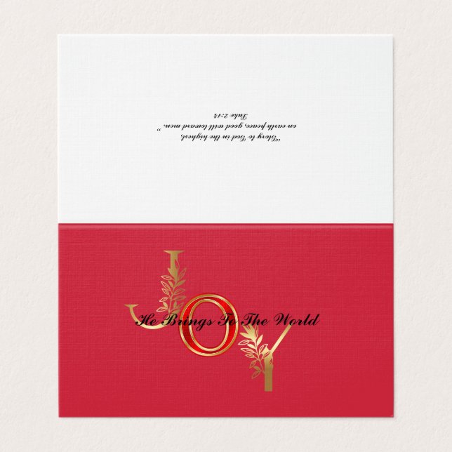 Classical Christian Christmas Joy Message Greeting (Outside Unfolded)