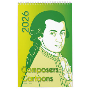 Classical Composers Portraits, Cartoon Style, 2026 Calendar