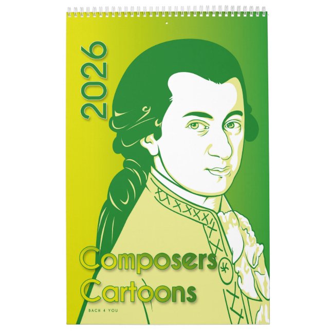 Classical Composers Portraits, Cartoon Style, 2026 Calendar (Cover)