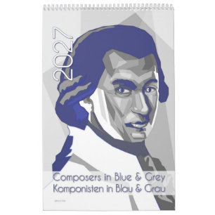 Classical Composers Portraits in Blue & Grey, 2027 Calendar