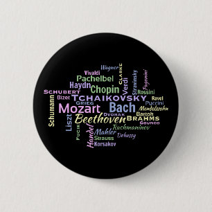 Classical Composers Word Cloud 6 Cm Round Badge