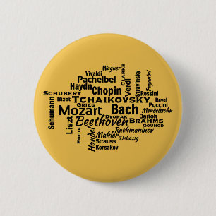 Classical Composers Word Cloud 6 Cm Round Badge