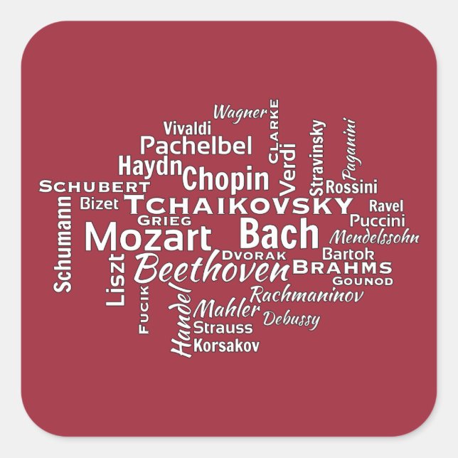 Classical Composers Word Cloud Square Sticker (Front)