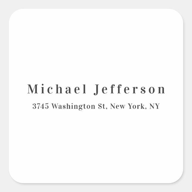 Classical Creative Trendy Black & White Minimalist Square Sticker (Front)