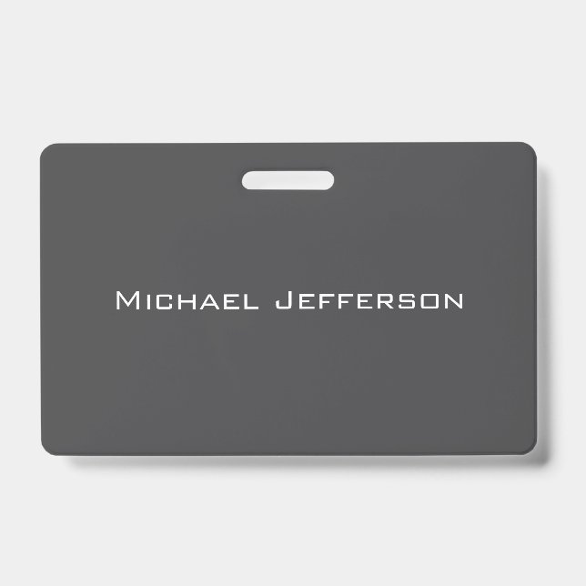 Classical Creative Trendy Dark Grey & White ID Badge (Front)