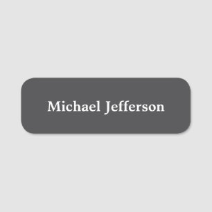 Classical Creative Trendy Dark Grey & White Name Tag