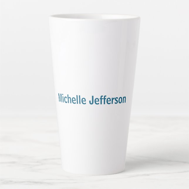 Classical Creative Trendy White Ocean Blue Latte Mug (Front)
