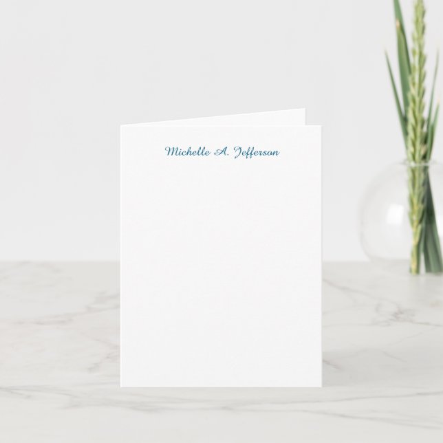 Classical Creative Trendy White Ocean Blue Note Card (Front)