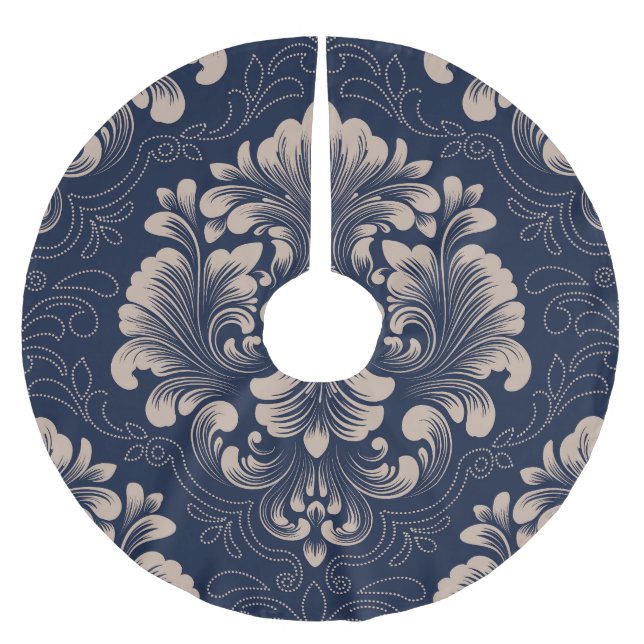 Classical Damask Seamless Victorian Texture Brushed Polyester Tree Skirt (Front)
