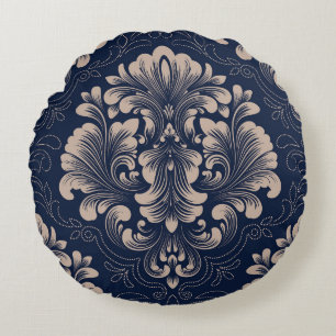 Classical Damask Seamless Victorian Texture Round Cushion