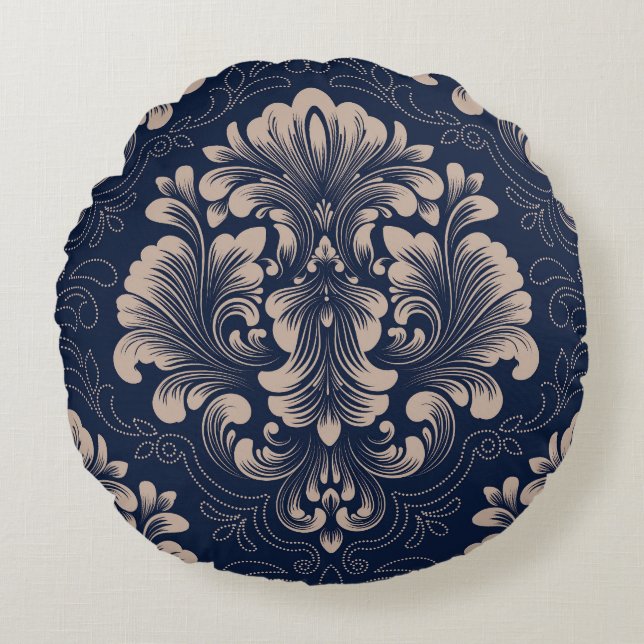 Classical Damask Seamless Victorian Texture Round Cushion (Front)