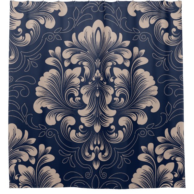 Classical Damask Seamless Victorian Texture Shower Curtain (Front)