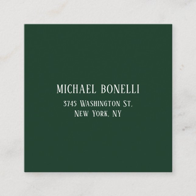 Classical Dark Green Elegant Serif Font Minimalist Enclosure Card (Front)