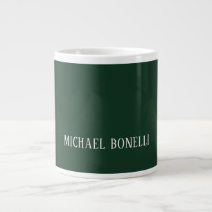 Classical Dark Green Elegant Serif Font Minimalist Large Coffee Mug