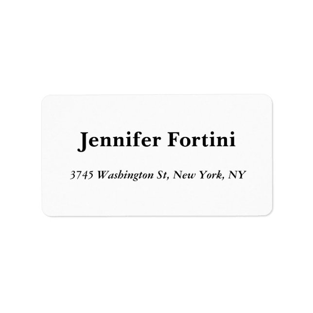 Classical Elegant Black & White Plain Simple Label (Front)