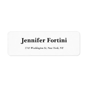 Classical Elegant Black & White Plain Simple Return Address Label