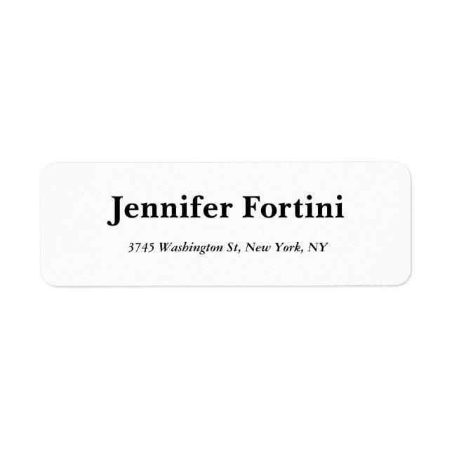 Classical Elegant Black & White Plain Simple Return Address Label (Front)