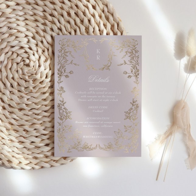 Classical Elegant Crest Monogram Wedding Reception Enclosure Card (Creator Uploaded)