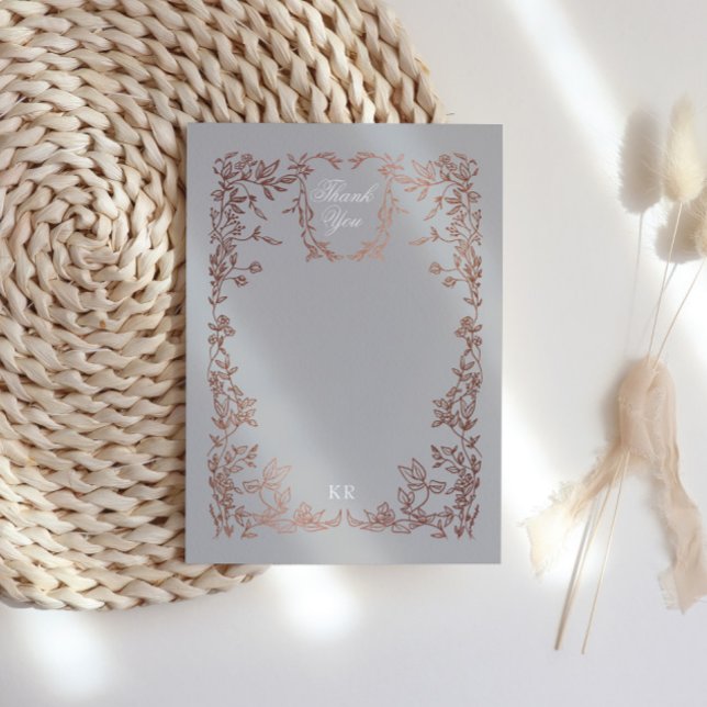 Classical Elegant Crest Monogram Wedding Thank You Card (Creator Uploaded)