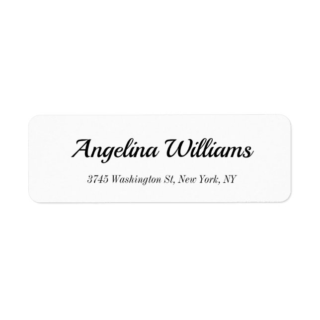 Classical Elegant Handwriting White Modern Plain Return Address Label (Front)