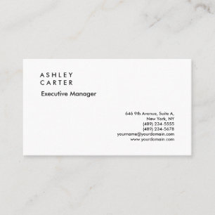 Classical elegant impressive white plain manager business card