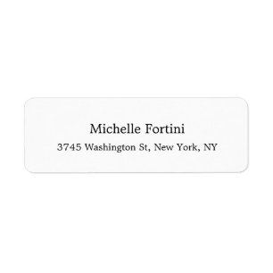 Classical Elegant Minimalist Exclusive Plain White Return Address Label