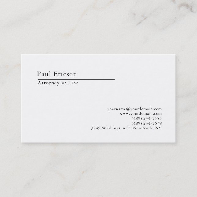 Classical Elegant Plain Professional Business Card (Front)