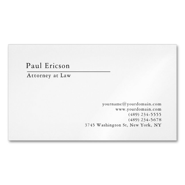 Classical Elegant Plain Professional Magnetic Business Card (Front)