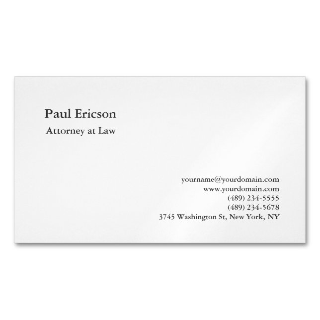 Classical Elegant Plain Professional Magnetic Business Card (Front)